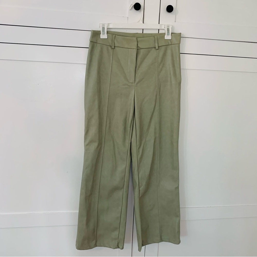 7 For All Mankind Pistachio Green Pleather Trouser Size Medium